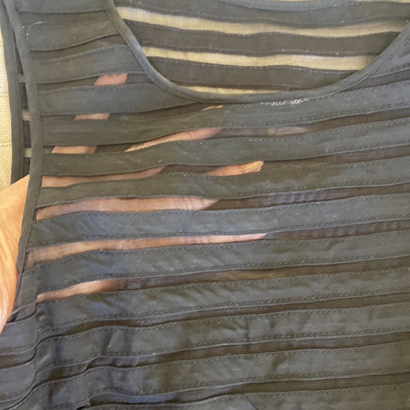 Black lined dress, side zipper, see through neck/ base skirt & skirt flares out - Picture 6 of 6